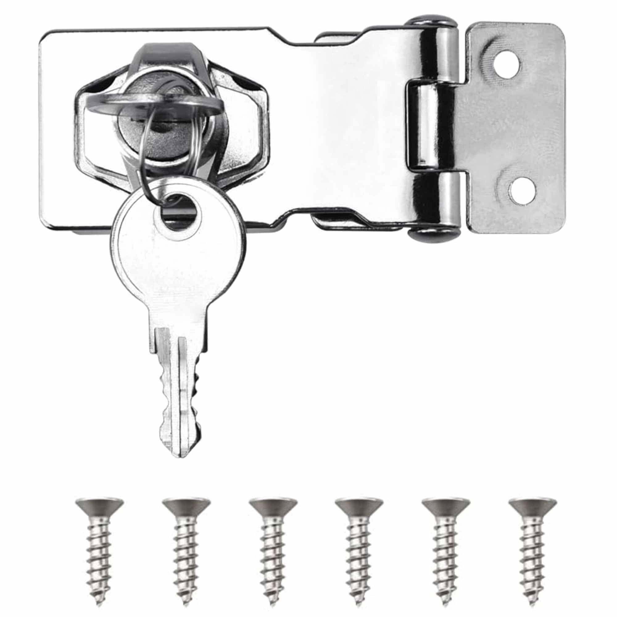 Keyed Hasp Lock Hasp and Staple with Padlock,Heavy Duty Shed Lock Door Lock Hasp Twist Knob Keyed Locking Hasp Safety Door Clasp Gate Lock with Key for Cabinets Cupboard Drawer Gate (2.5Inch)