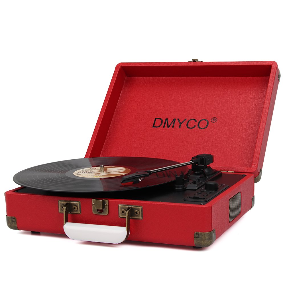 Tocadiscos Retro DMYCO Tocadiscos Estéreo Velocidades con Altavoces Incorporados Salida USB PC