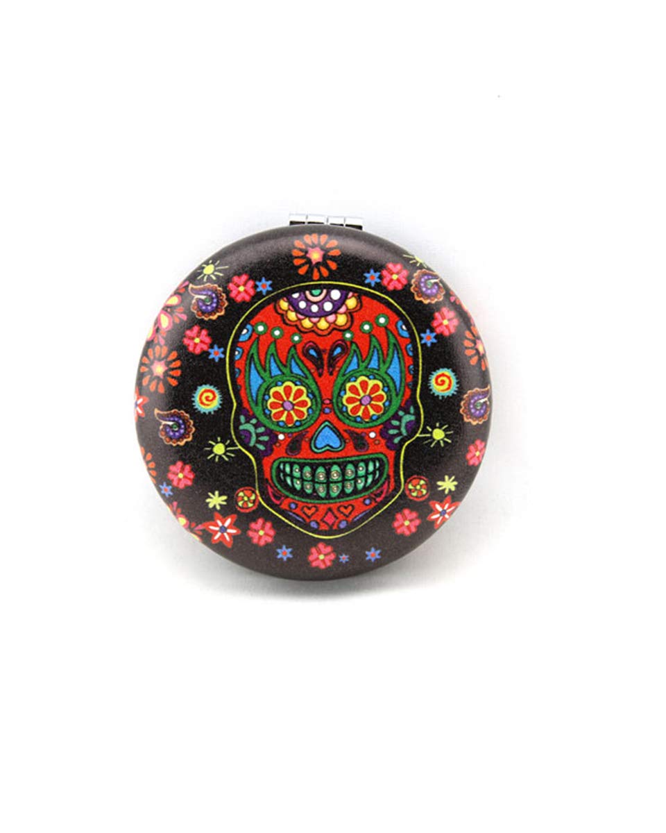 Sugar Skull Compact Mirror Make Up Mirror For Women Skull Gifts (Red Skull)