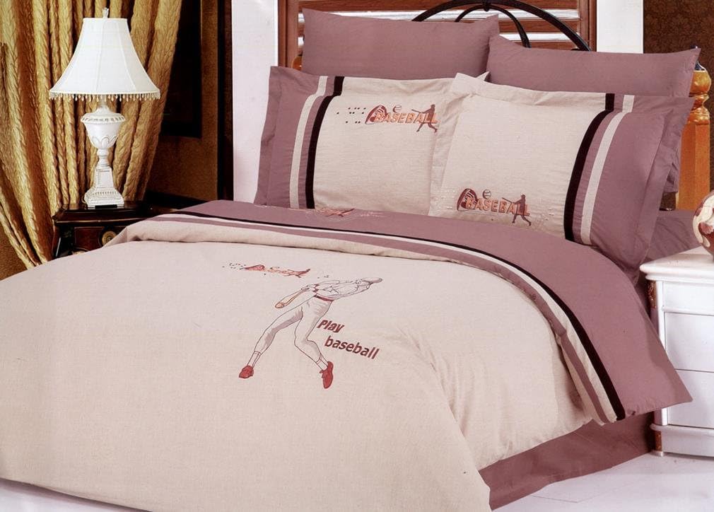 Le Vele 6 Pc Queen Baseball Duvet Cover Bedding Set 221349