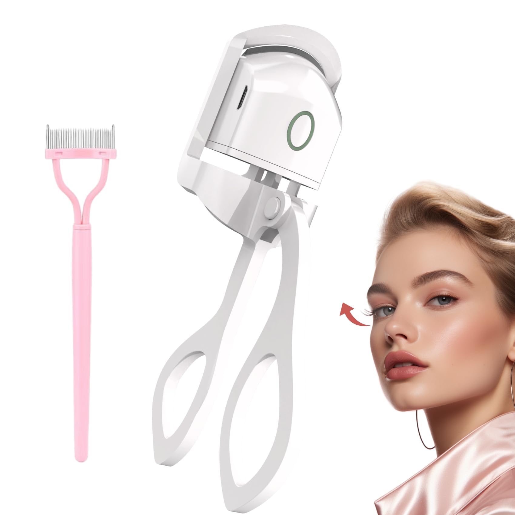 Photo 1 of Senlong Heated Eyelash Curler,Electric Heated Lash Curler Rechargeable, 2 Heating Modes with Sensing Heating Silicone Pad, Portable Handheld Makeup Tools for Women?White?