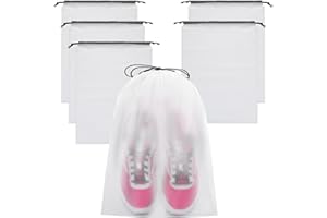 Vorspack Shoe Bags for Travel - 6 Pcs Transparent Drawstring Backpack Travel Shoe Bag Clear Drawstring Bag Large Shoe Organizer with Rope Travel Essentials for Men Women
