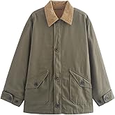 Yimoon Lightweight Jacket for Women Oversized Corduroy Lapel Collar Button Down Casual Jackets Outwear