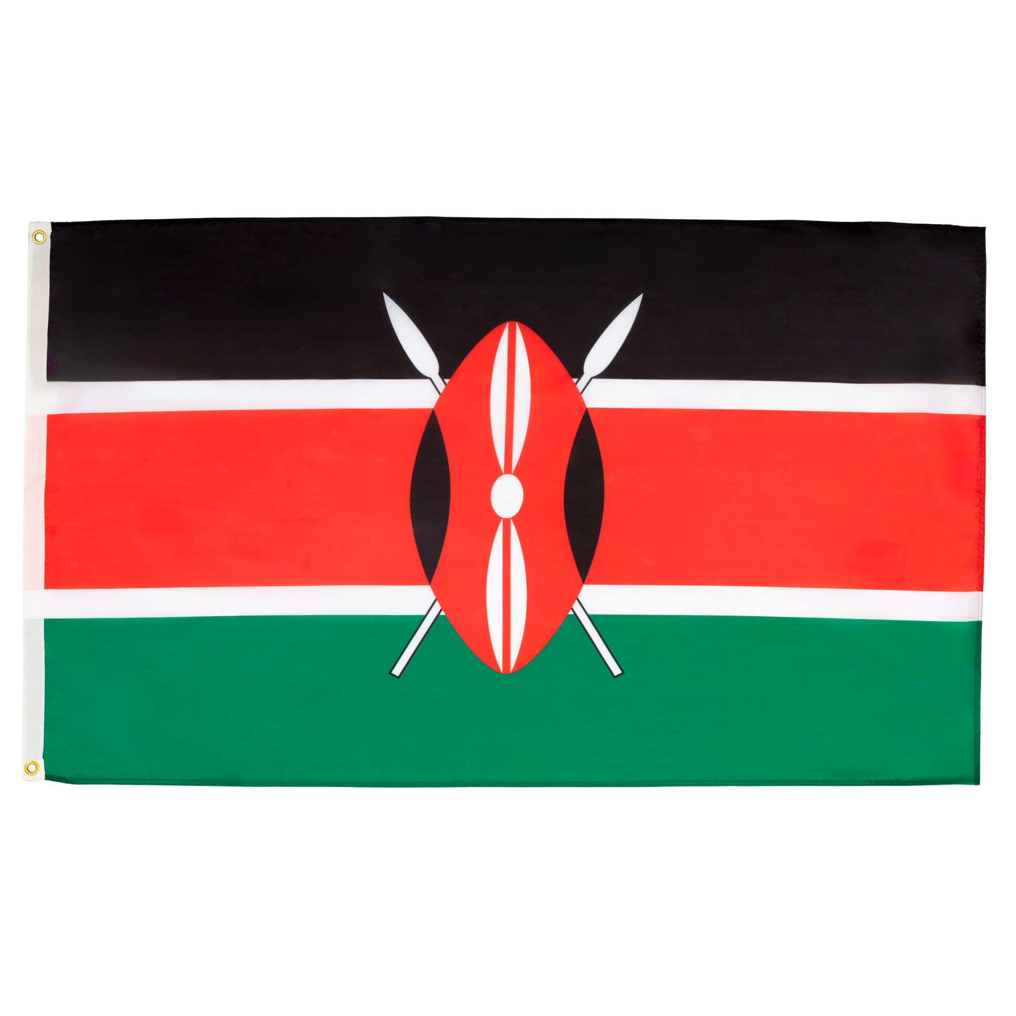 AZ FLAG - Kenya Flag - 2x3 Ft - 100D Polyester Kenyan Banner with Two Metal Grommets - Fade Resistant - Vivid Colors - 2' x 3' Feet - 90x60 Cm — image 1