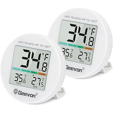 AEVETE 10 Pack Waterproof Digital Refrigerator Thermometer Large LCD, Freezer Room