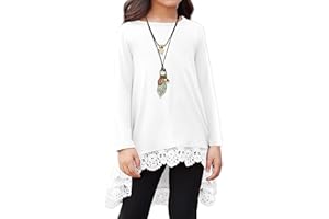 Arshiner Girls Tunic Tops Casual Basic Loose Soft Swing Pullover Long Blouse T-Shirt Tee