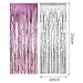 Sumind 4 Pack Foil Curtains Metallic Fringe Curtains Shimmer Curtain for Birthday Wedding Party Christmas Decorations (Silver and Pink)