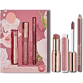 Rachel Couture Complete Lip Kit | Includes Lipstick, Lip Liner & Lip Gloss | Vegan & Cruelty Free | Infused with Rose Extract - Nude