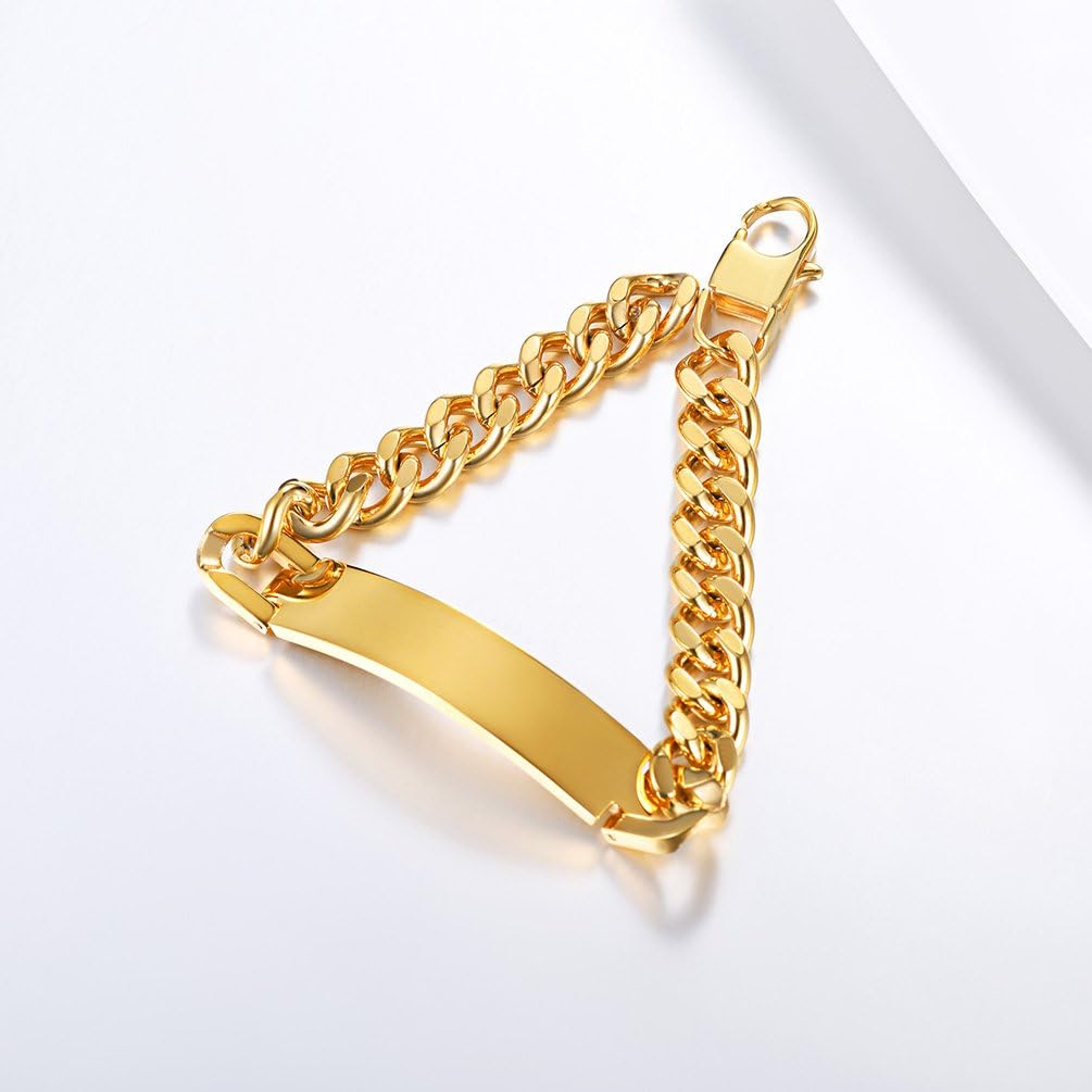 PROSTEEL Gold Bracelets for Men and Women Wrist Chain Cuban Link Chain Bracelet 10mm 21cm Gift Chunky Gold Bangle - Image 5