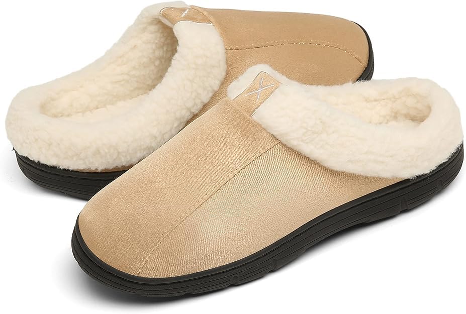 Dafenp Herren Hausschuhe Winter Memory Foam Pantoffeln Plüsch Warm Gefüttert Rutschfest Slipper Für Indoor Und Outdoor Xz1016-Brown4-Eu44/45