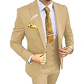 Wangyue 3 Piece Men's Suits Slim Fit Suits for Men Wedding Prom Tuxedo Suits Formal Business