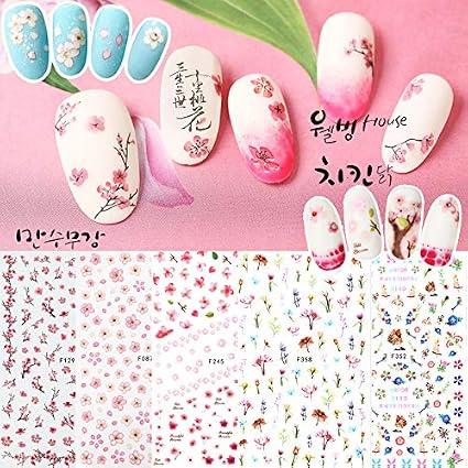 Jinqd Home 4 Autocollants De Manucure Maculent Fleur De