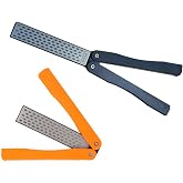 2 Pcs 400/600 Grit Portable Handheld Double Sided Sharpener Pocket Diamond Knife Sharpening Stone for Kitchen, Garden, Outdoor tools Fine/Coarse Grinding （Black/Orange）