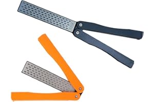 XILEWHZF 2 Pcs 400/600 Grit Portable Handheld Double Sided Sharpener Pocket Diamond Knife Sharpening Stone for Kitchen, Garden, Outdoor tools Fine/Coarse Grinding （Black/Orange）