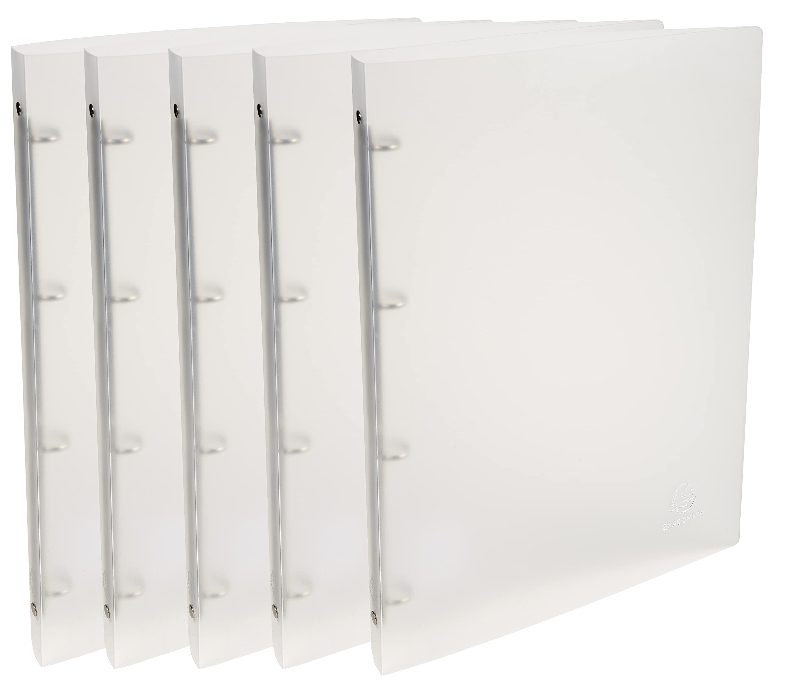 Exacompta - Ref. 51160E - Set of 5 flexible translucent PP Chromaline binders - 4 round rings, diameter 15mm - Spine 20mm - External dimensions: 32x25 cm - Format to file A4 - Colour: colorless