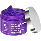 Purple Hair Mask with Keratin, Deep Conditioner and Toner for Blonde, Brassy Hair, Remove Yellow Tones &amp; Condition Dry, Damaged Hair, Repair &amp; Nourishment Treatment For Bleached Treatment, 100g/3.53oz