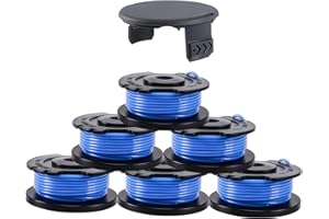 A ANLEOLIFE Weed Eater String .065'' x 16ft Single Line Replacement Spool for Greenworks Trimmers, Parts Model # 29252, 29092 (6 Spools & 1 Cap)