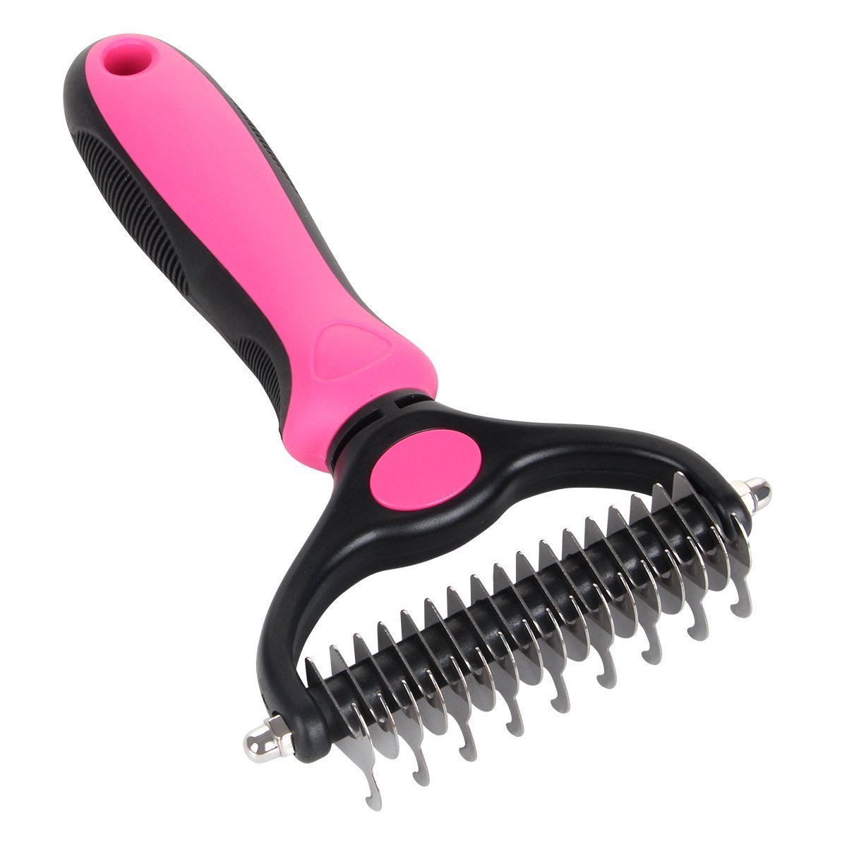 Dog Cat Knot Detangler Hair Grooming Brush Comb Undercoat Rake,Dematting Comb Groomimg Stripping Deshedding Tool For for Knots, Tangles, Matted Fur Cats(Large Medium and Small)-Pink