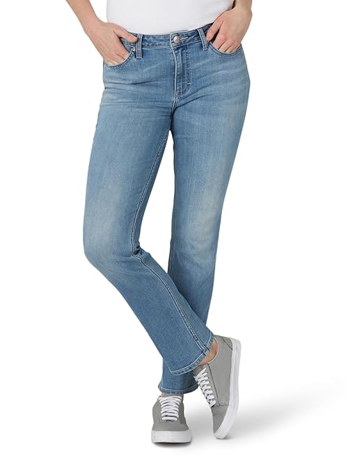 Lee Women's Legendary Mid Rise Straight Leg Jean Anchor 12 Long