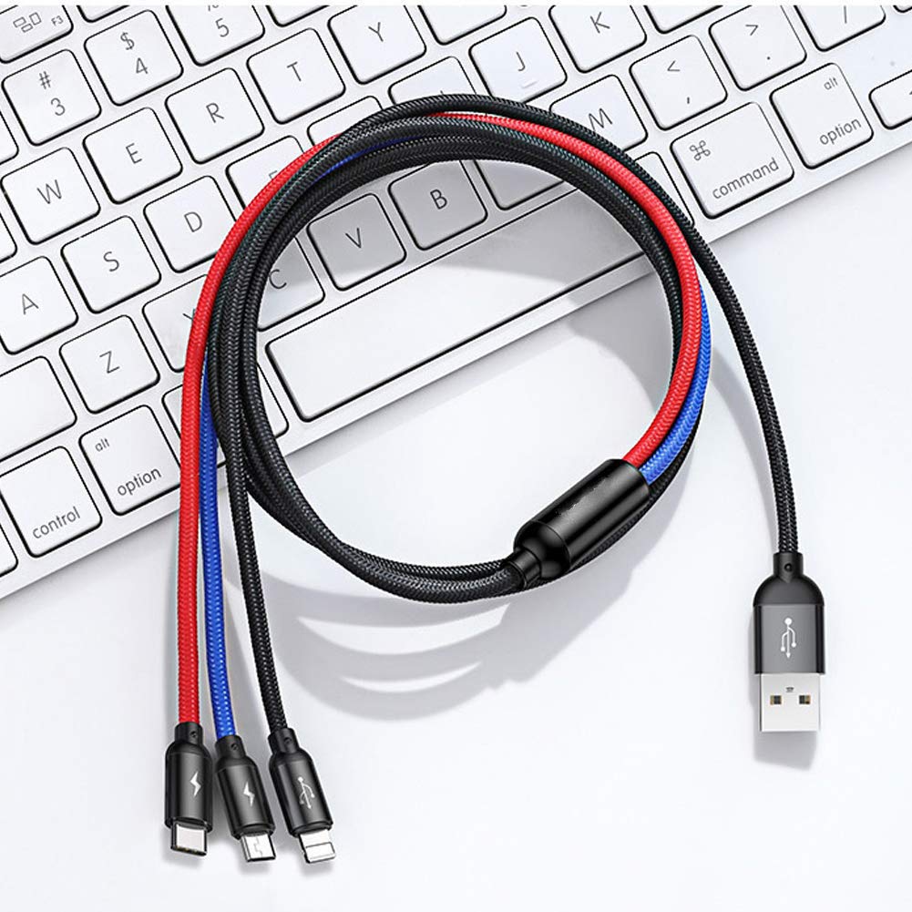 Quick Charging 3in1 USB Cable for Mobile Phone Micro USB Type C Charger Cable for iPhone Samsung 6 Charging Cable Micro Charger (1.2M)