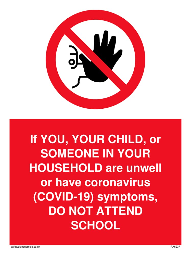 Pack of five - If YOU, YOUR CHILD, or SOMEONE IN YOUR HOUSEHOLD are unwell or have coronavirus (COVID-19) sympto.