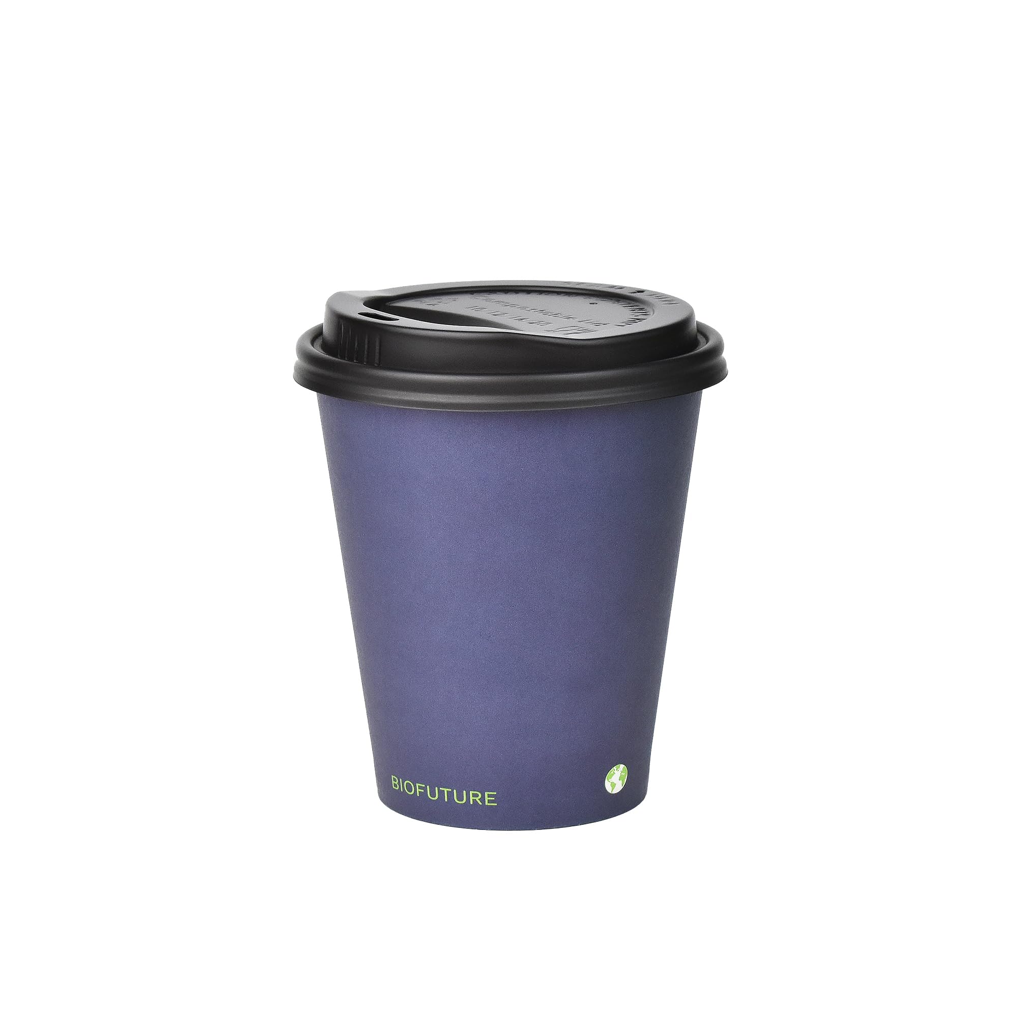 BIOFUTURE Biodegradable Coffee Cups – Blue, 50 Count Disposable, 6 Ounce Paper Cups with Lids – Eco-Friendly and 100% Compostable – Ideal for Tea, Coffee, and Hot Drinks (50 Pcs, Blue, 6oz)