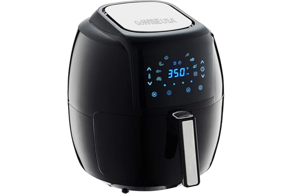 GoWISE USA 1700-Watt 5.8-QT 8-in-1 Digital Air Fryer with Recipe Book, Black