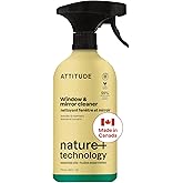 ATTITUDE Window & Mirror Cleaner Spray, Made in Canada, Plant-Based Ingredients, EWG Verified, Streak Free, Removes Fingerpri