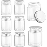 BOSMIOW 8pcs 50ml Clear Empty Glass Bottles With Aluminum Screw Lids Face Cream Storage Vials Test Sample Jars Containers For for Storing Lotions,Powders,Ointments,Decorations