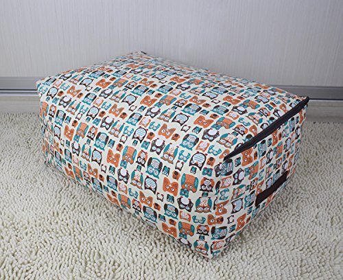 iwill CREATE PRO 100% Cotton Canvas Comforter Storage Bag, Dust Proof Duvet Storage Organizer Container, Cute Color for Kids Room