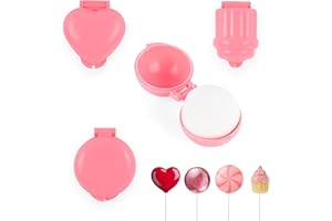 Penitue 4pcs Cake Pop Molds Set, with 3D Printed Shapes Sphere Heart Round Cupcake Cakepop Cutter and Pusher Accessories Supp