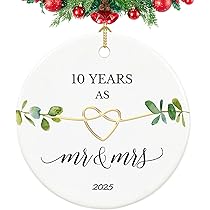 Décoration De 10e Anniversaire De Mariage, Cadeau Pour 10e Anniversaire De Mariage, Cadeau De Couple Pour Elle, Couple, Lui, 7,4 Cm En Céramique 10 Ans En Tant Que Mr Et Mrs Décoration