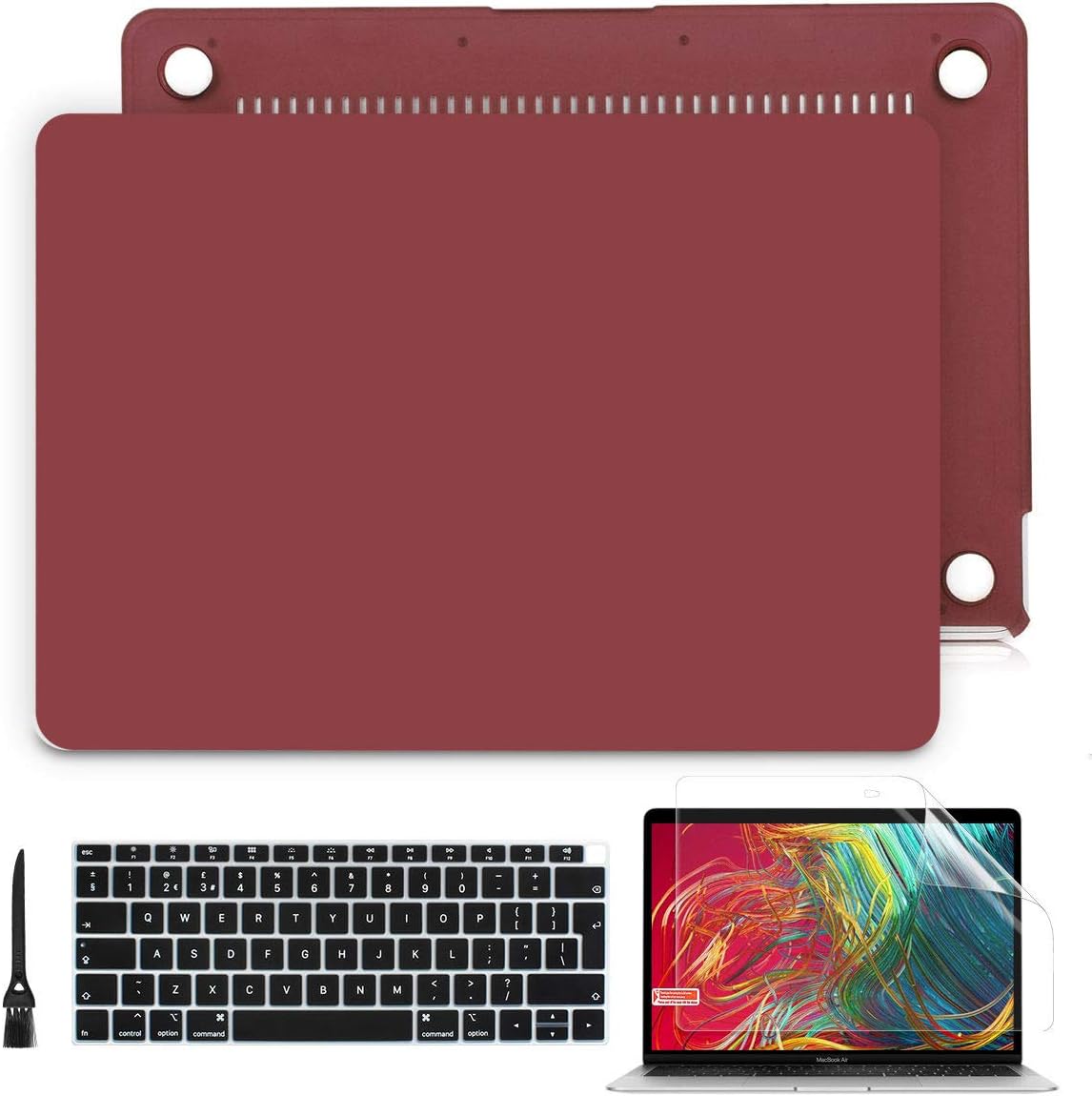 Batianda Hard Shell Case Cover for New MacBook Air 13 Case 2020 2018 2019 Rlease Ultra Thin Matte Frosted Laptop Protective Cover (Model:A2179 / A1932),Wind Red