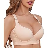 SOLODORO Plus Size Push Up Bra for Women Hide Back Fat Smoothing Bra Seamless Underwire T-Shirt Bra