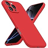 LoeoeL for iPhone 16 Pro Max Phone Case Silicone, Minimalist Ultra Thin Slim Soft Rubber Gel Solid Color Matte TPU Cute Case for Women Men, Girly Plain Aesthetic Design & Camera Cover Protection, Red