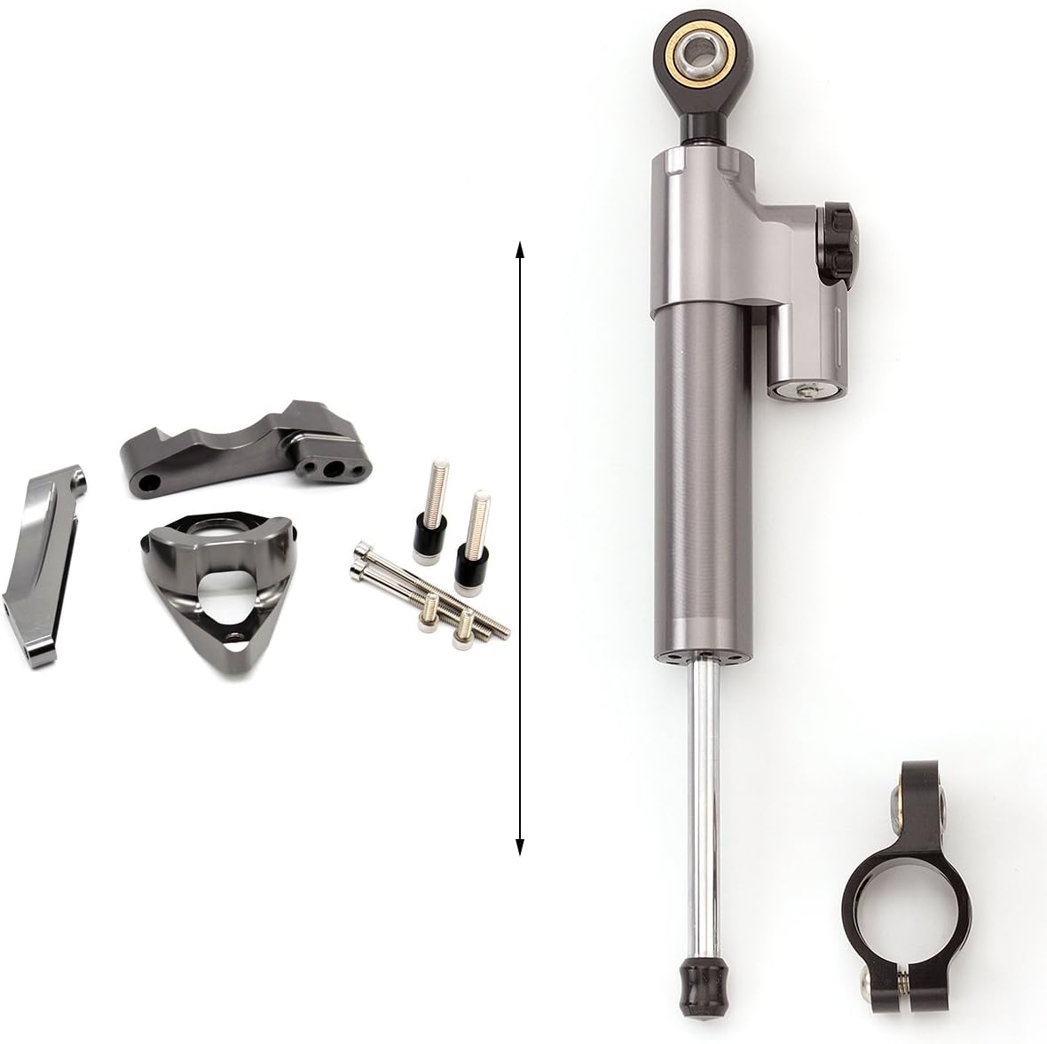 FXCNC CNC Racing Motorcycle Steering Damper Stabilizer Bracket Mounting Kit Set For SUZUKI GSXR 600 750 GSR750 K4 2001-2005 Aluminum Gray&Black