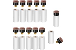 Prasacco 10 Sets Billiard Cues Tips Replacement with White Pool Cue Stick Ferrules, Screw On Pool Cue Tips Pool Stick Tips, 12mm
