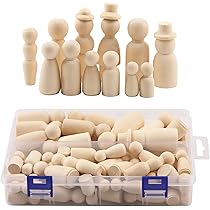 Wooden Peg Doll Set, 55 Pcs Wooden Men and Women Doll Children's