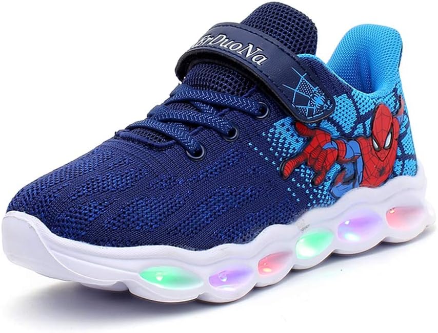 RKIDA Kids Boys Spiderman Light-up Sneakers Flashing Running Shoes