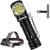 4000 Lumen Headlamp Rechargeable Head Lamp, Sofirn HS41 LED EDC Headlight with Magnetic Base, IP68 Water Resistance, High Lumens Super Bright Head Light for Camping Emergency(Battery Included)