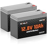 TRUVALUX 2 Pack 12V 10Ah Lithium LiFePO4 battery,Built-in 10A BMS,Lightweight Design,Up to 5000+ Deep Cycles,10 Years Lifespan, Upgrade Now for Fish Finder,Small UPS,Solar Power,Ride-on Toys,Lighting