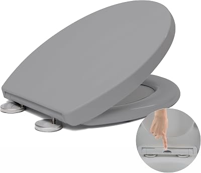 Vivo Technologies Toilet Seat Soft Close with Quick Release Grey O Shape