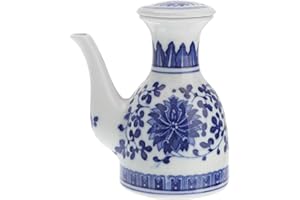 OSALADI Ceramic Vinegar Container with Lid and Spout, Condiment Pot for Home Kitchen, Soy Sauce Dispenser