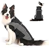 Warm Dog Winter Coat, Gimilife Dog Cold Weather Coats Waterproof Apparel Clothes Pet Jacket Padded Vest Outfit for Small Medium Large Dogs (Gray, XS (4-7 LB | 10.23" Neck Girth))