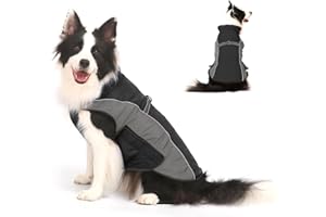 Warm Dog Winter Coat, Gimilife Dog Sweater Cold Weather Coats Waterproof Dogs Apparel Clothes Pet Jacket Padded Vest Outfit for Small Medium Large Dogs(Gray, M (14-25 LB | 14.96" Neck Girth))