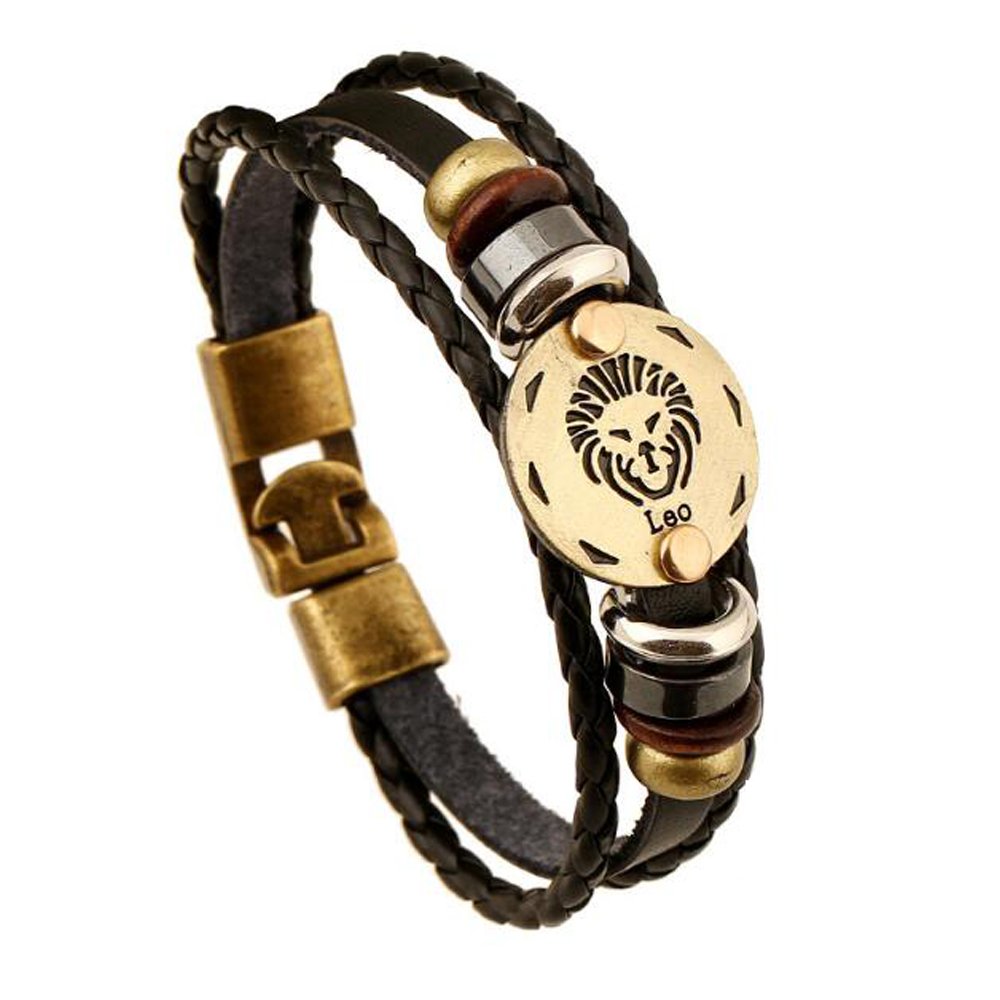 MeiPing Astrology Zodiac Constellation Charm Leather Bracelet, One Size, Leather โ image 1