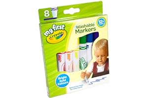 CRAYOLA MyFirst Washable Markers - Assorted Colours (Pack of 8) | Easy-Grip Markers Ideal for Toddlers Hands | Ideal for Kids Aged 12+ Months