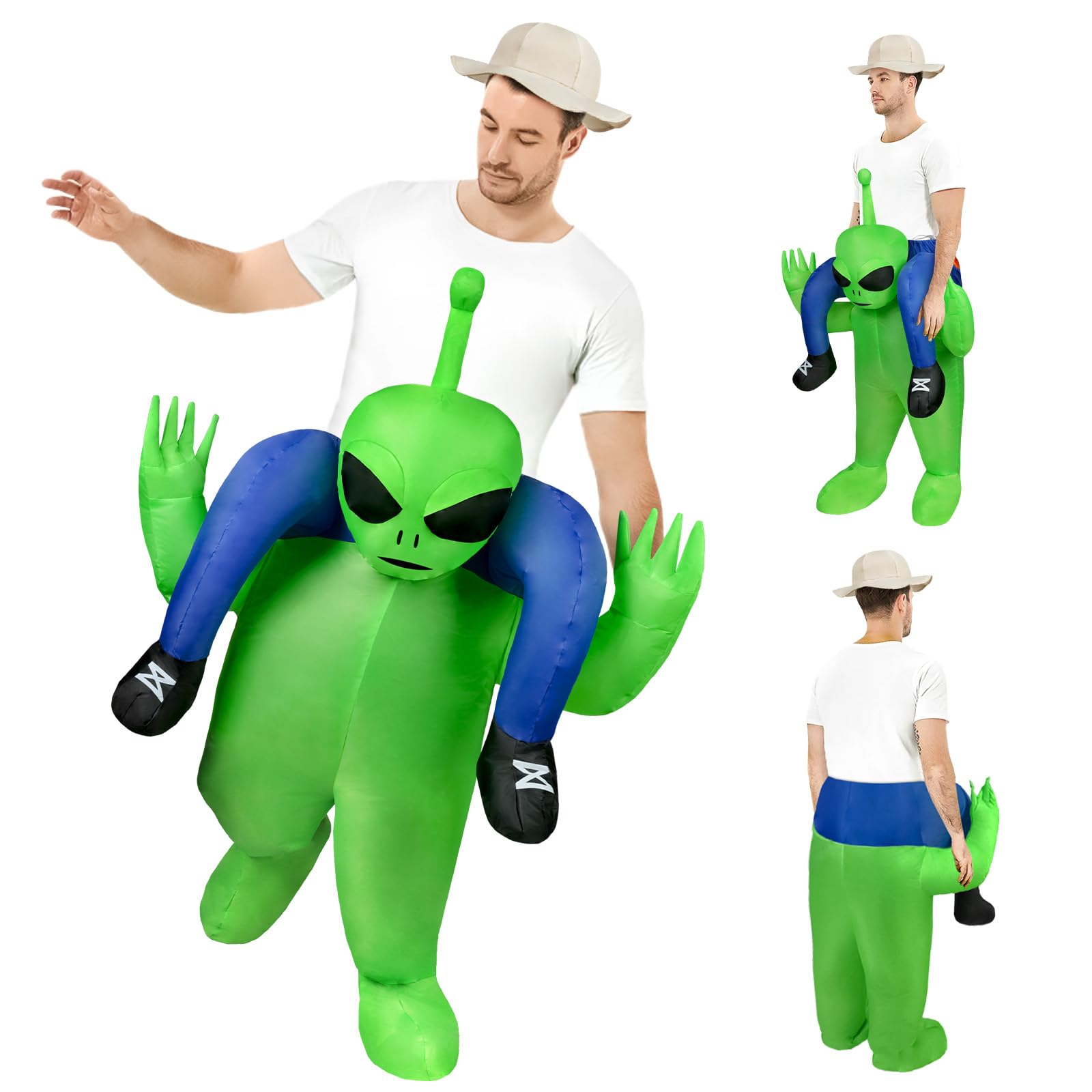 AYBUY Alien Costume, Alien Kidnapping Inflatable Costume T-Rex Blow up Fancy Dress for Adults, Funny Ride-on Halloween Costumes for Halloween Cosplay Masquerade Party