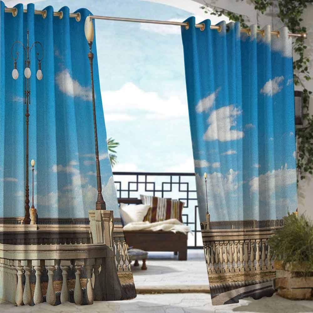 DonaHome Shading Insulated Curtain,Italian Camogli Building Sea Lamp and Balcony Tourist Spot in Ligury Italy Print,Complete Darkness, Noise Reducing Curtain,W72x84L Blue White and Yellow
