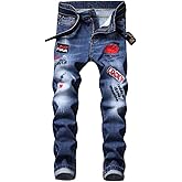 AITITIA Men's Ripped Regular Fit Jeans